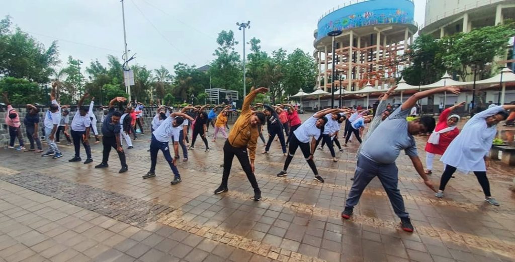 योग दिना निमित्त पिंपळे गुरव येथे योग प्रकार.